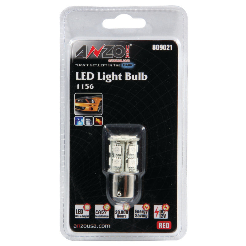 ANZO LED Bulbs Universal LED 1156 Red - 13 LEDs 1 3/4in Tall-SR1 Performance