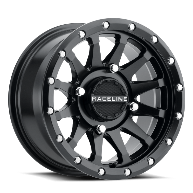 Raceline A95B Trophy 14x7 Inch Satin Black Powersports Wheel (Part #A95B-47037+10)