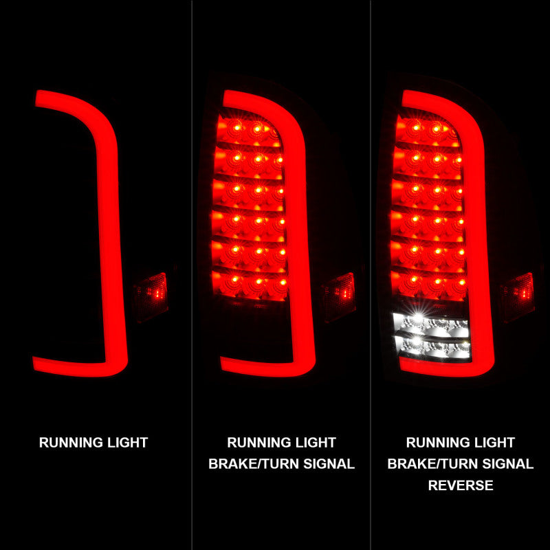 ANZO 05-15 Toyota Tacoma Full LED Tail Lights w/Light Bar Sequential Black Housing Clear Lens-SR1 Performance