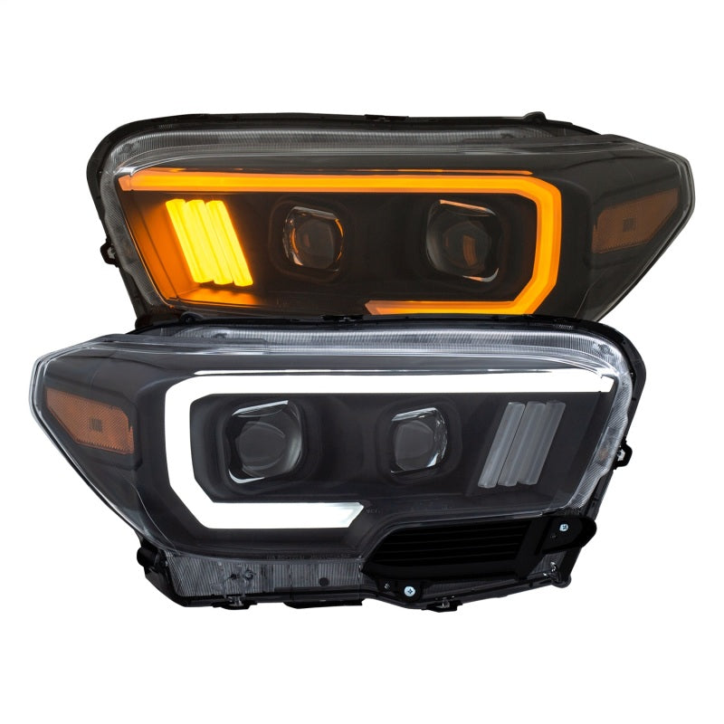 ANZO 2016-2017 Toyota Tacoma Projector Headlights w/ Plank Style Switchback Black w/ Amber-SR1 Performance
