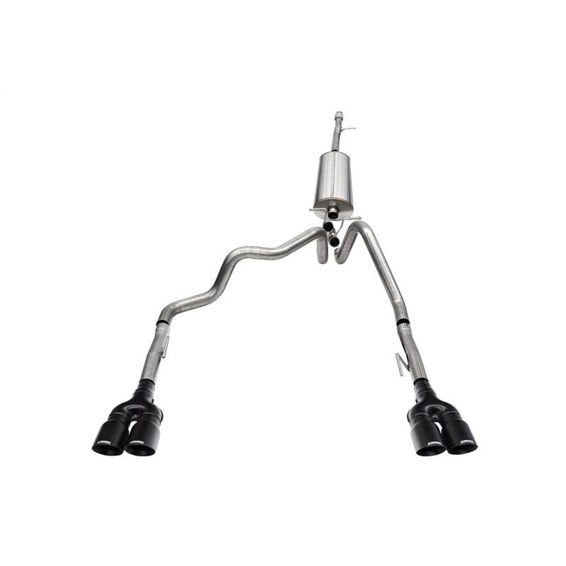 Corsa 19-23 GMC Sierra 1500 Cat-Back Dual Rear Exit with Twin 4in Black Powder Coat Pro-Series Tips-SR1 Performance