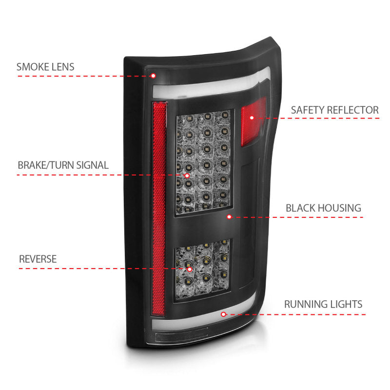 ANZO 2015-2017 Ford F-150 LED Taillights Smoke-SR1 Performance
