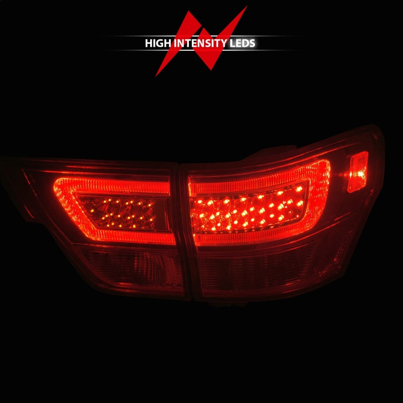 ANZO 11-13 Jeep Grand Cherokee LED Taillights w/ Lightbar Chrome Housing Red/Clear Lens 4pcs-SR1 Performance