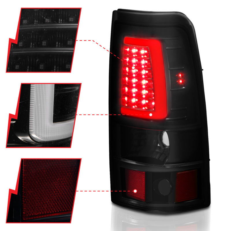 ANZO 2003-2006 Chevy Silverado 1500 LED Taillights Plank Style Black w/Smoke Lens-SR1 Performance