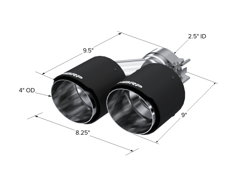 MBRP Universal Carbon Fiber Dual Tip 4in OD/2.5in Inlet-SR1 Performance