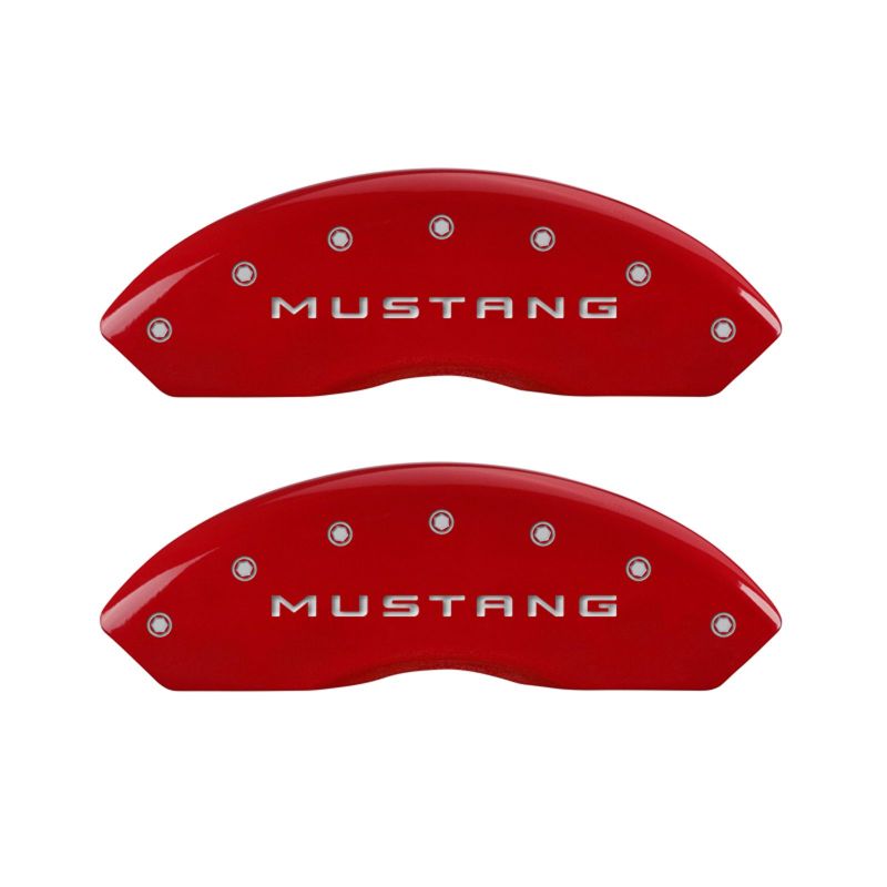 MGP 4 Caliper Covers Engraved Front Mustang Engraved Rear GT Red finish silver-SR1 Performance