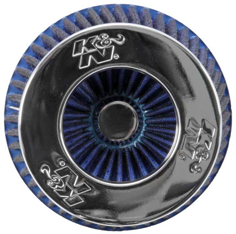 K&N Universal Air Filter Chrome Round Tapered Blue - 4in Flange ID x 1.125in Flange Length x 5.5in H-SR1 Performance