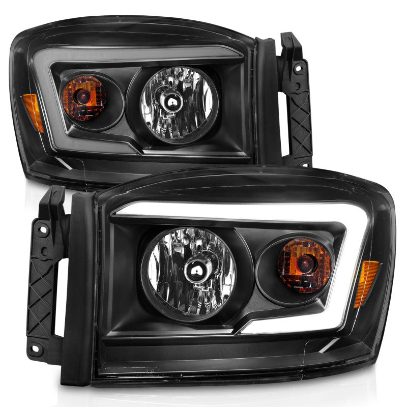 Anzo 06-09 Dodge RAM 1500/2500/3500 Headlights Black Housing/Clear Lens (w/ Light Bars)-SR1 Performance