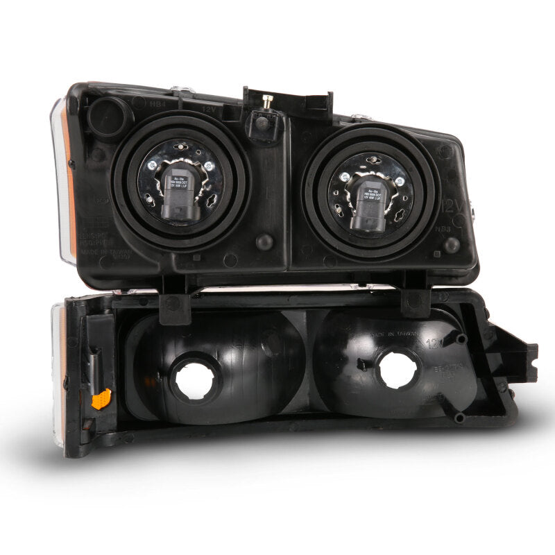 ANZO 2003-2006 Chevy Silverado Crystal Headlight w/ Signal Light Black Amber (4 pcs)-SR1 Performance