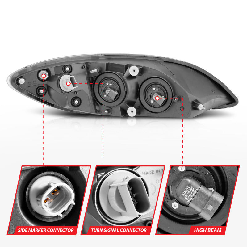 ANZO 2008-2016 International Prostar Crystal Headlights Black Housing (OE Replacement)-SR1 Performance