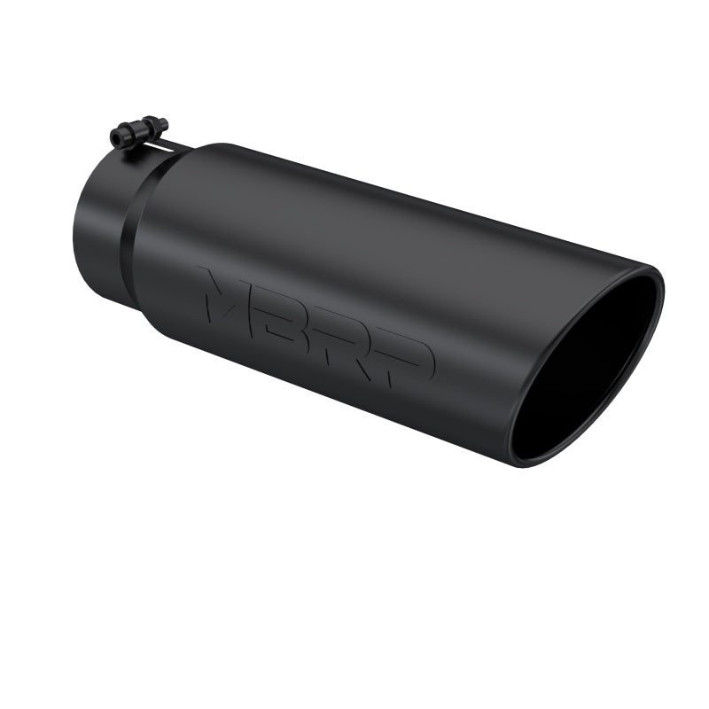 MBRP Universal Tip 6in OD Angled Rolled End 5in Inlet 18in Lgth Black Finish Exhaust-SR1 Performance