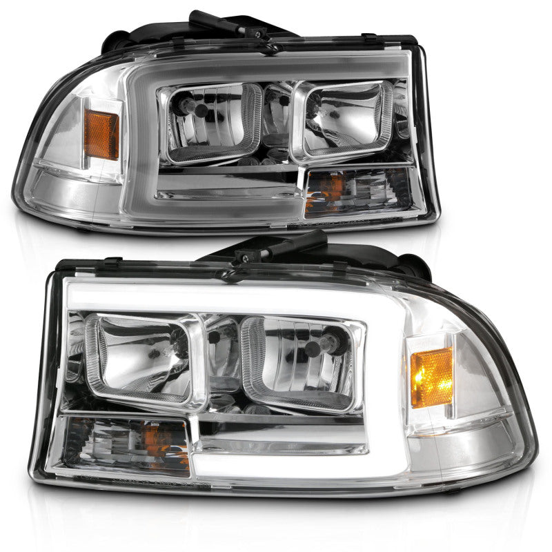 ANZO 97-04 Dodge Dakota/Durango Crystal headlight Set w/ Light Bar Chrome Housing-SR1 Performance