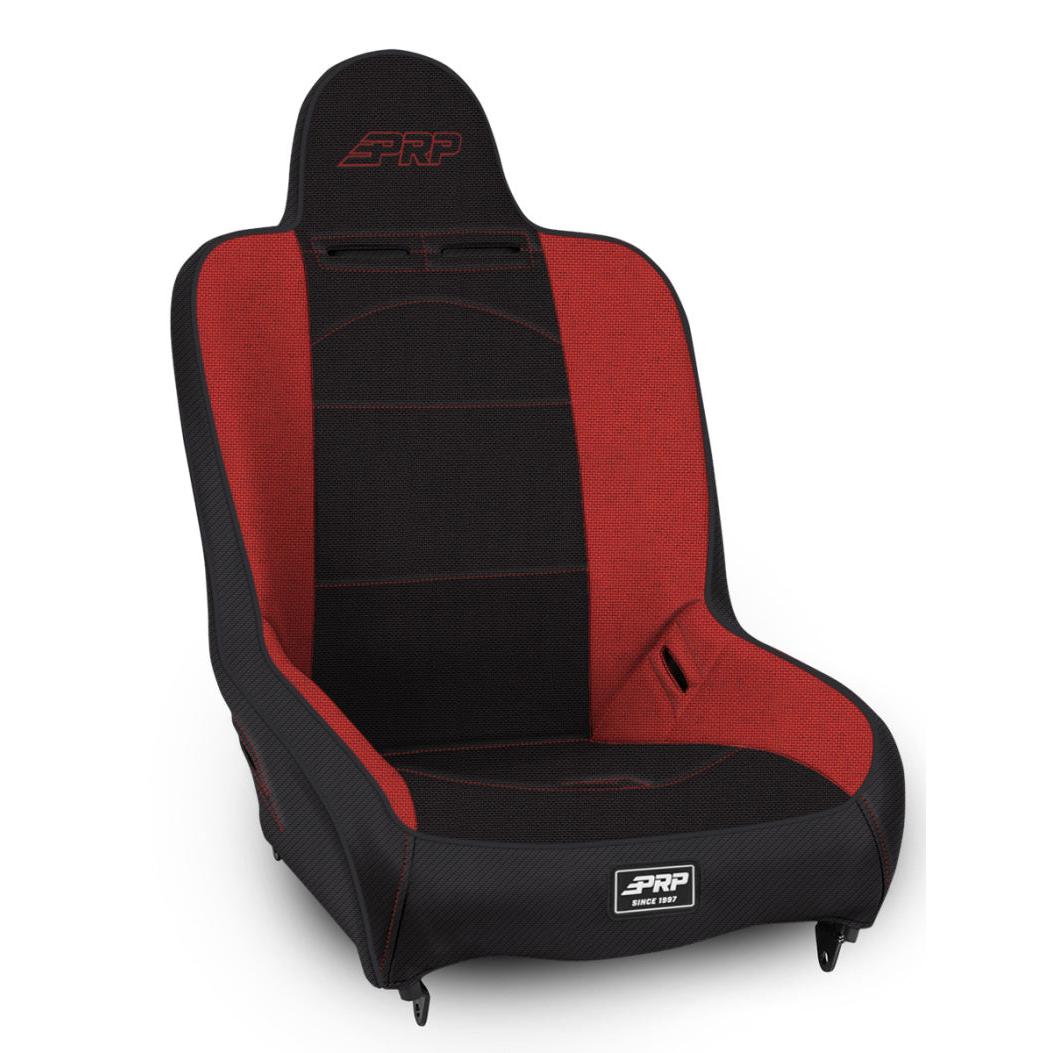 PRP Premier High Back Suspension Seat (Two Neck Slots) - Black/Red-SR1 Performance