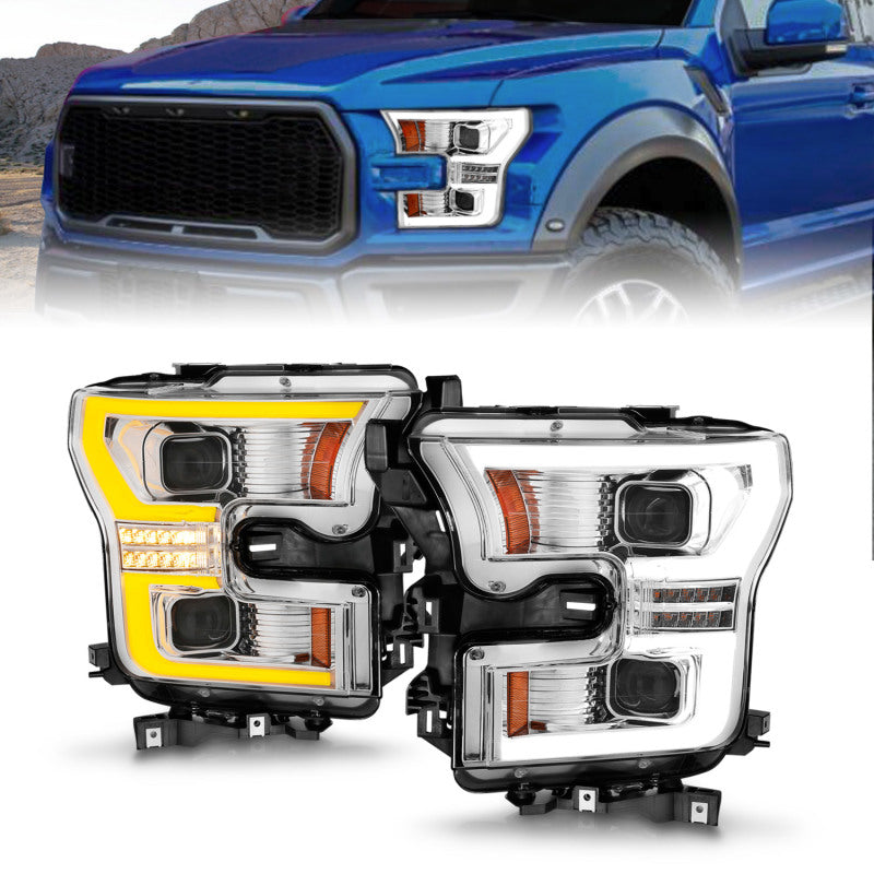 ANZO 15-17 Ford F-150 LED Projector Headlights - w/ Light Bar Switchback Chrome Housing-SR1 Performance