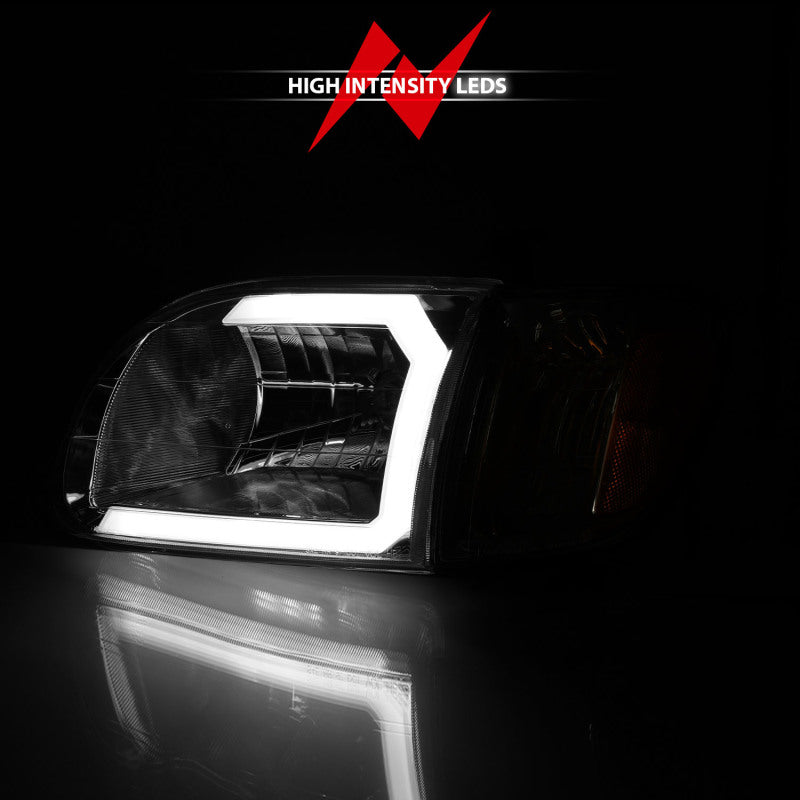 ANZO 00-04 Toyota Tundra (Reg/Acc Cab Only) Crystal Headlights w/Lgt Bar Chrome w/Corner Lights 2pc-SR1 Performance