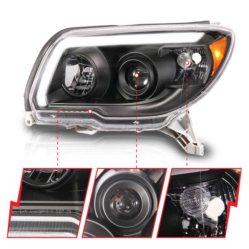 ANZO 06-09 Toyota 4 Runner Projector Headlights Plank Style - Black-SR1 Performance