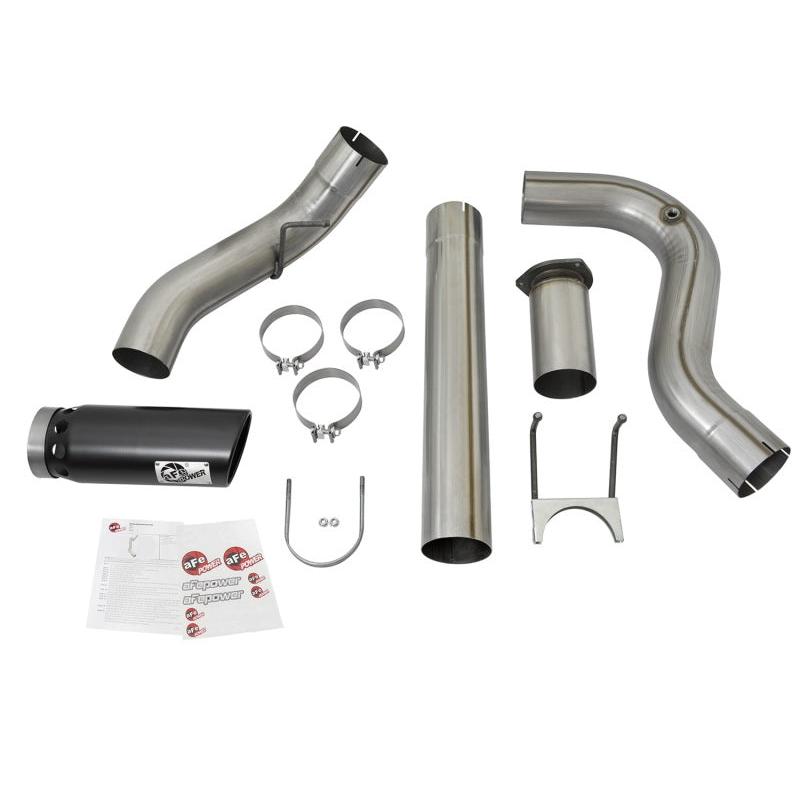 aFe Large Bore-HD 5in DPF Back 409 SS Exhaust System w/Black Tip 2017 Ford Diesel Trucks V8 6.7L(td)-SR1 Performance