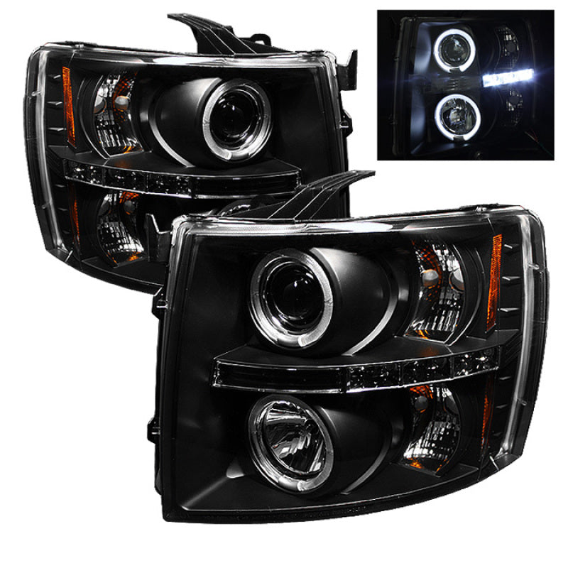 Spyder Chevy Silverado 1500 07-13 Projector Headlights LED Halo LED Blk PRO-YD-CS07-HL-BK-SR1 Performance