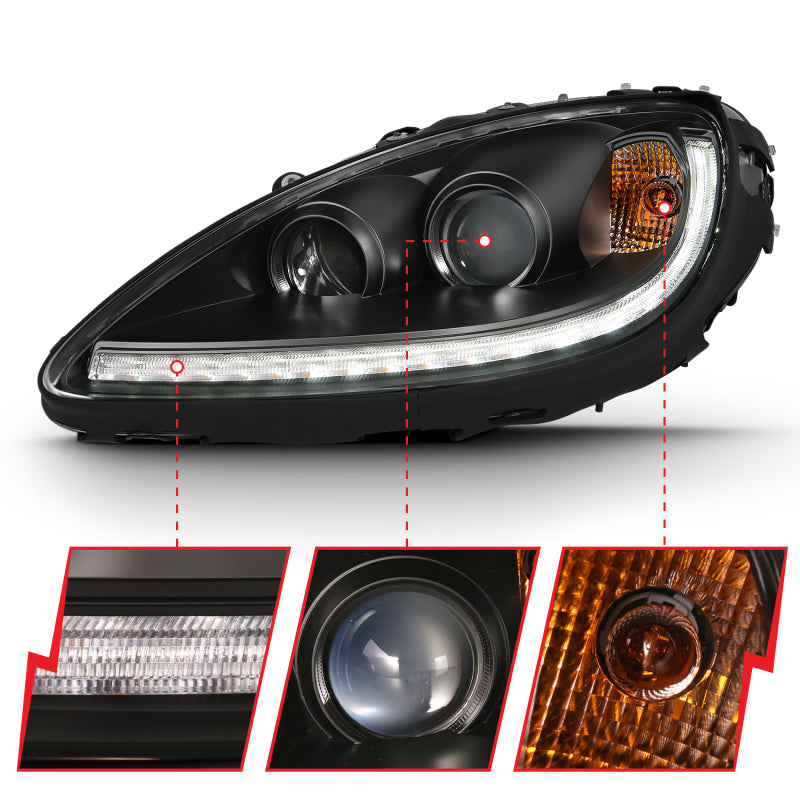 ANZO 2005-2013 Chevy Corvette Projector Plank Style Switchback H.L. Black Amber-SR1 Performance