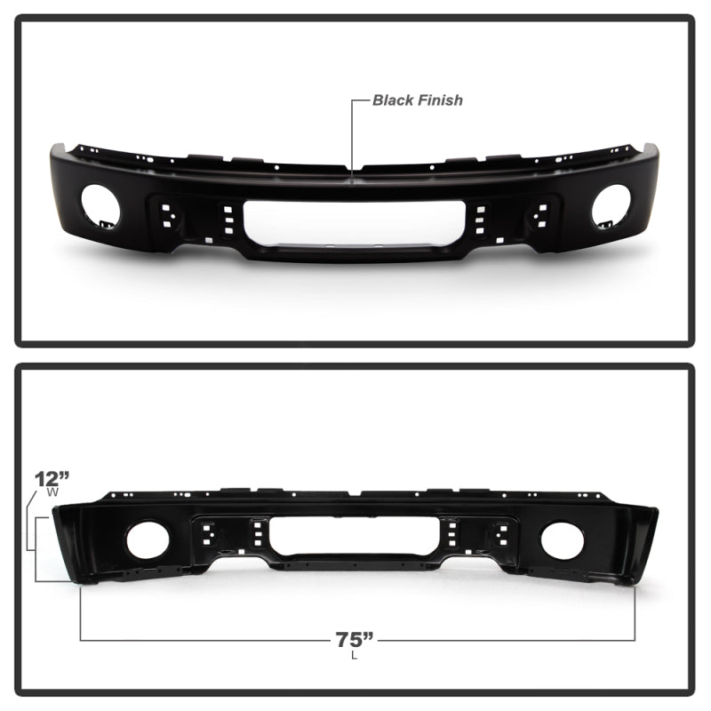 Spyder Ford F150 09-14 w/Fog Light Hole Front Bumper - Black (OEM # 9L3Z17757DPTM)-SR1 Performance