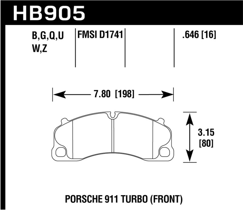 Hawk 14-18 Porsche 911 Performance Ceramic Street Front Brake Pads-SR1 Performance