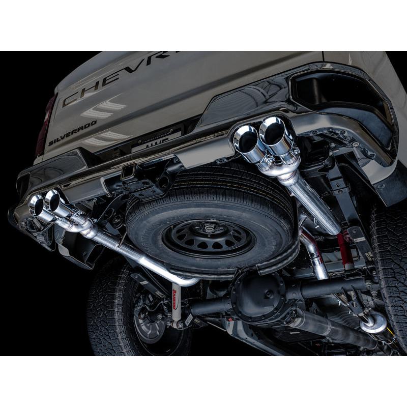 AWE Tuning 4th Gen GM 1500 5.3L 0FG Catback Split Rear Exit (w/ Bumper Cutouts) - Quad Chrome Tips-SR1 Performance