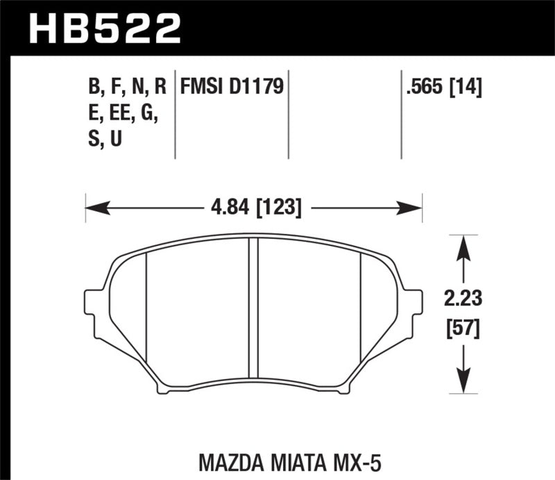 Hawk HP 06-10 Mazda Miata Mx-5 HP+ Street Front Brake Pads-SR1 Performance