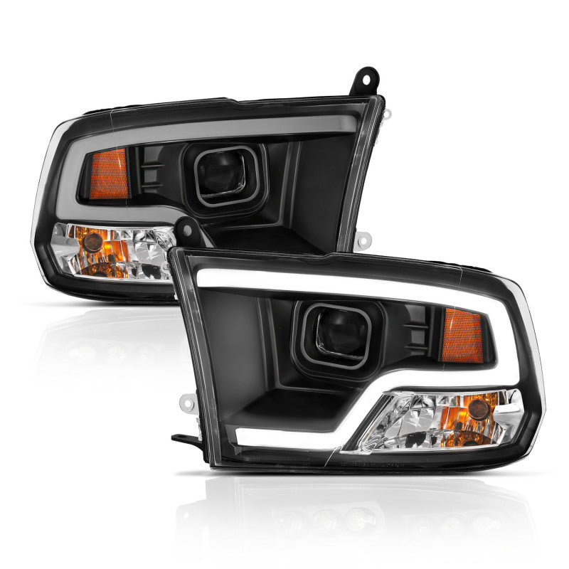 ANZO 09-18 Dodge Ram 1500 Plank Style Projector Headlights with Halo in Black