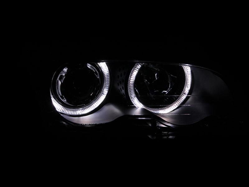 ANZO 1999-2001 BMW 3 Series E46 Projector Headlights w/ Halo Black-SR1 Performance