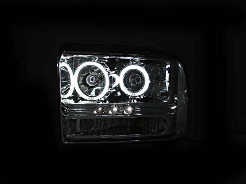 ANZO 2005-2007 Ford Excursion Projector Headlights w/ Halo Chrome w/ LED Strip (CCFL) 1pc-SR1 Performance