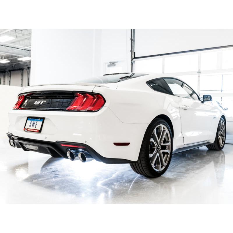 AWE Tuning 2018+ Ford Mustang GT (S550) Cat-back Exhaust - Track Edition (Quad Chrome Silver Tips)-SR1 Performance