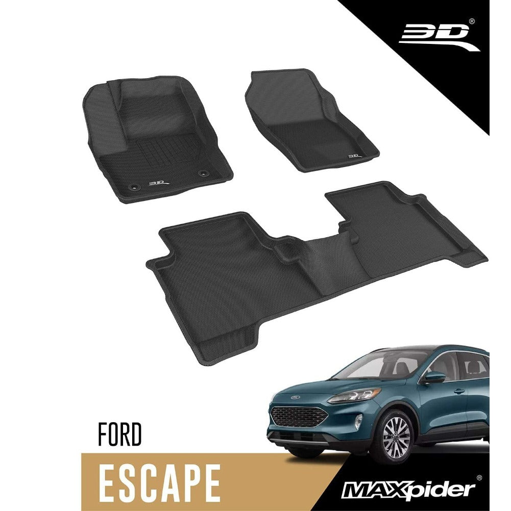2015-2019 Ford Escape 3D MAXpider Complete Set Custom Fit All-Weather Floor Mat - Black-SR1 Performance