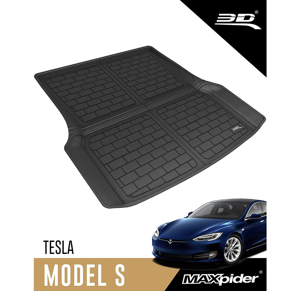 2015-2020 Tesla Model S Rear Cargo Mat Liner 3D MAXpider Kagu -Cross Fold Black-SR1 Performance