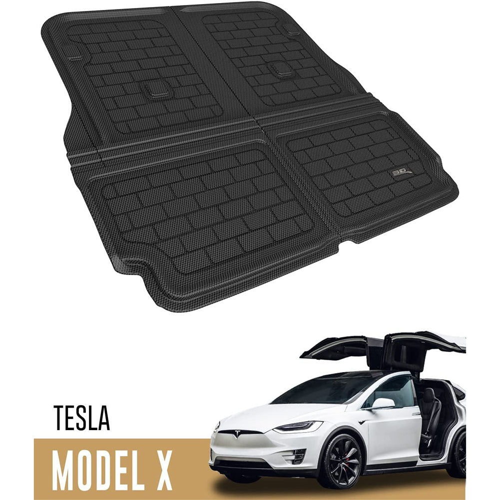 16-20 Tesla Model X 3D MAXpider Cargo Liner Behind 2nd Row Cross Fold Mat Black-SR1 Performance