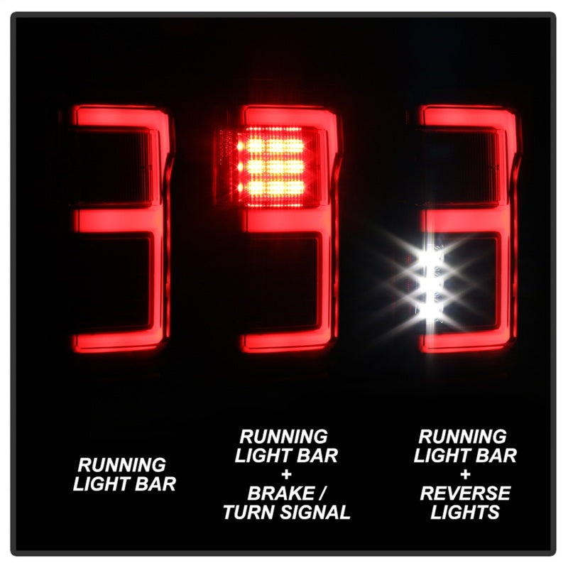 Spyder 15-18 Ford F-150 Light Bar LED Tail Lights (w/Blind Spot) - Black (ALT-YD-FF15015BS-LBLED-BK)-SR1 Performance