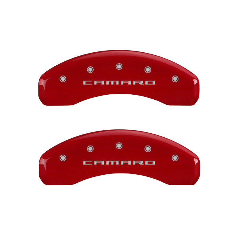 MGP 4 Caliper Covers Engraved Front & Rear Gen 5/Camaro Red finish silver-SR1 Performance
