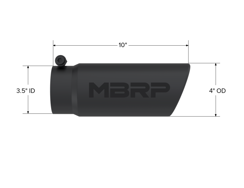 MBRP Universal Tip 4 O.D. Angled Rolled End 3.5 inlet 10 length- Black Finish-SR1 Performance