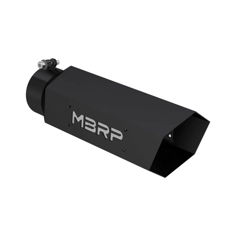 MBRP Universal Hex Tip 4in Inlet 16in Length w/ Logo - Black Coated-SR1 Performance