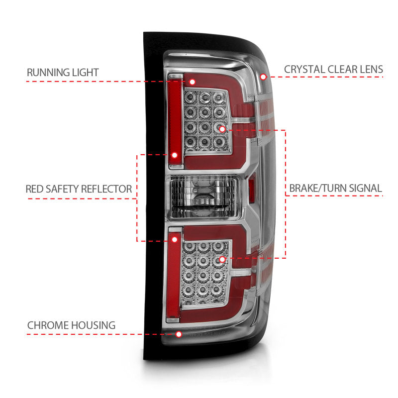 ANZO 2014-2018 Chevy Silverado 1500 LED Taillights Chrome-SR1 Performance