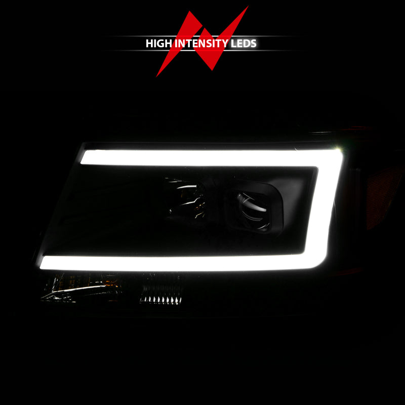 ANZO 2004-2008 Ford F-150 Projector Headlights w/ Light Bar Black Housing-SR1 Performance