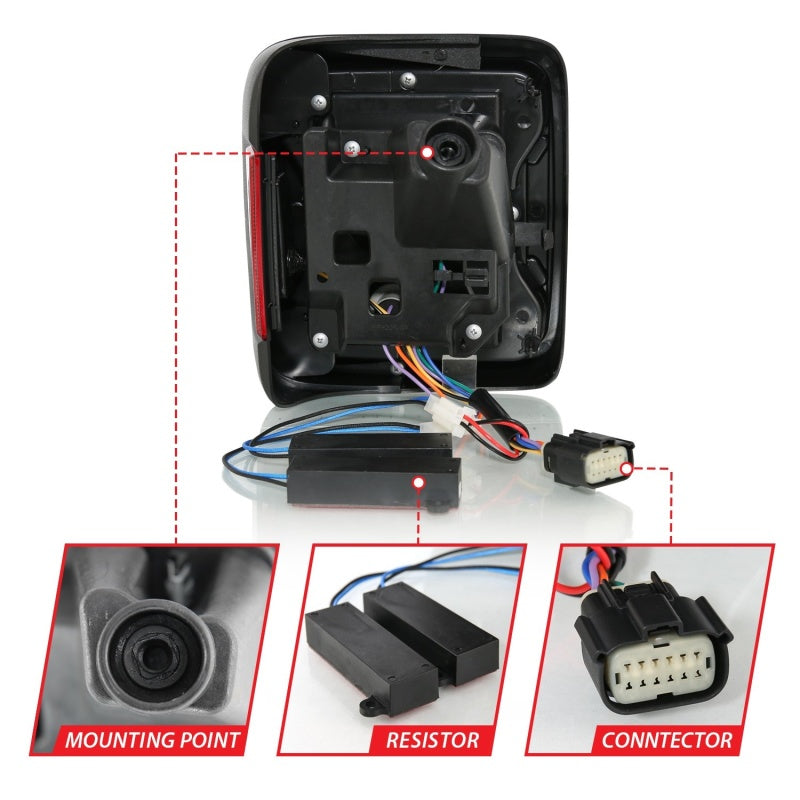 ANZO 18-19 Jeep Wrangler JL LED Taillights Black-SR1 Performance