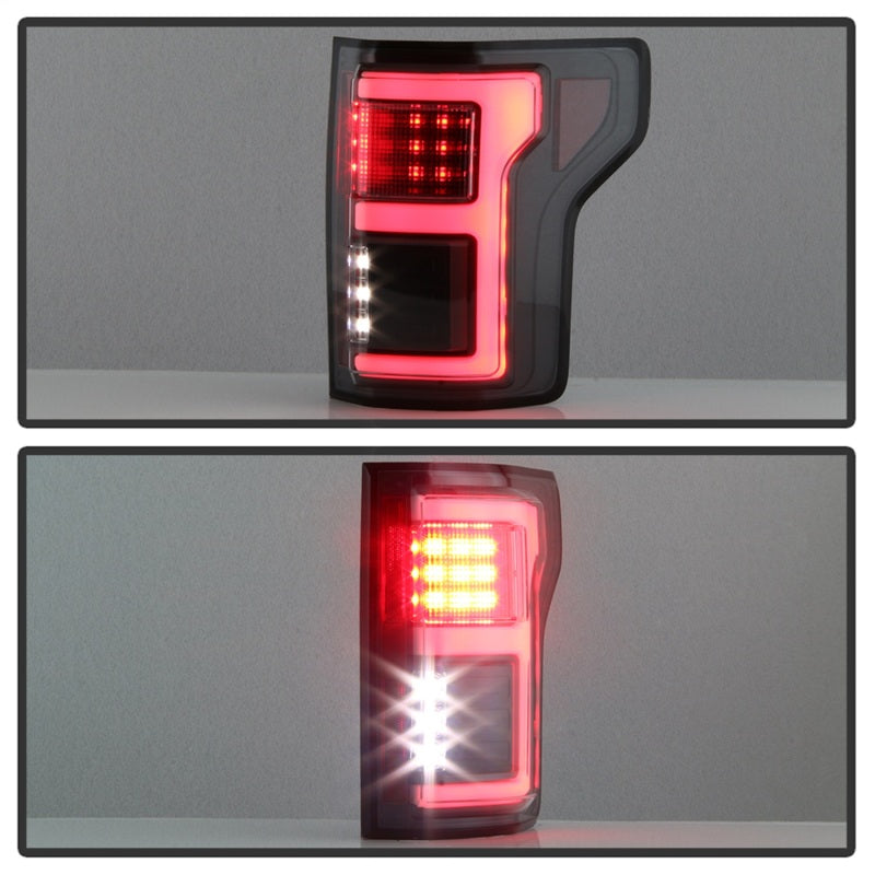 Spyder 15-18 Ford F-150 Light Bar LED Tail Lights (w/Blind Spot) - Black (ALT-YD-FF15015BS-LBLED-BK)-SR1 Performance