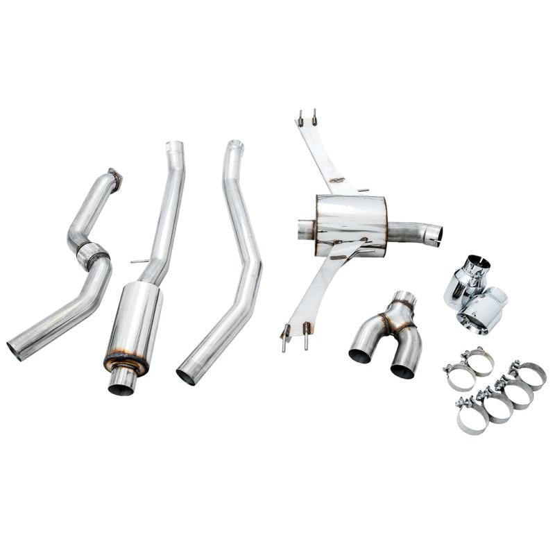 AWE Tuning 2016+ Honda Civic Si Touring Edition Exhaust w/Front Pipe & Dual Chrome Silver Tips-SR1 Performance