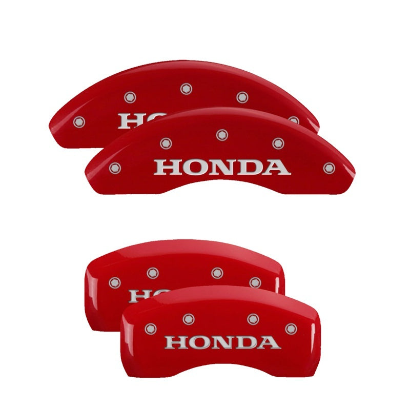 MGP 4 Caliper Covers Engraved Front & Rear Honda Red finish silver-SR1 Performance