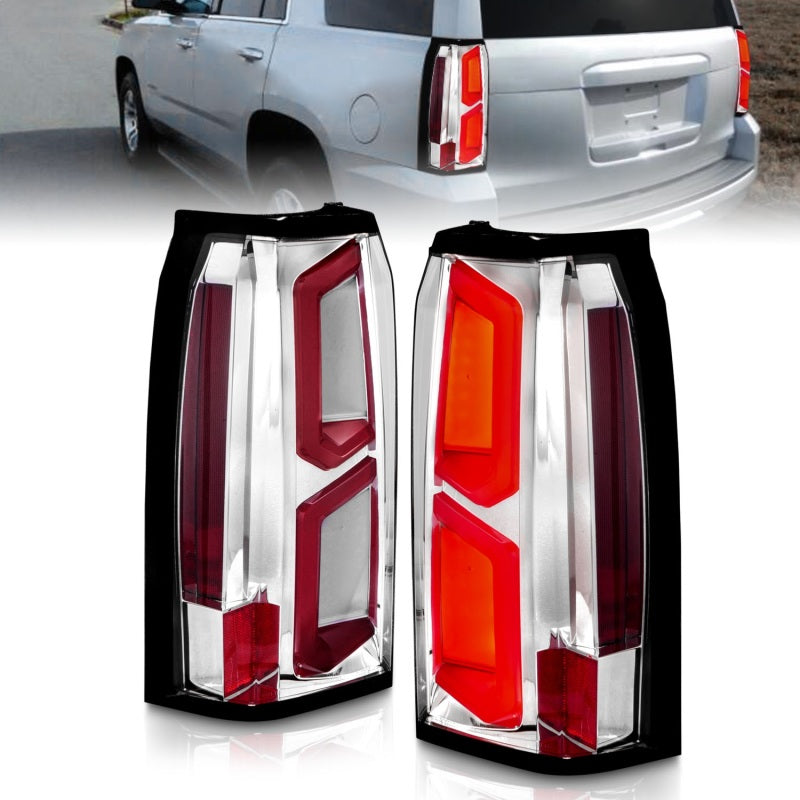 ANZO 2015-2020 Chevrolet Tahoe LED Tail Lights w/ Light Bar Chrome Housing Clear Lens-SR1 Performance