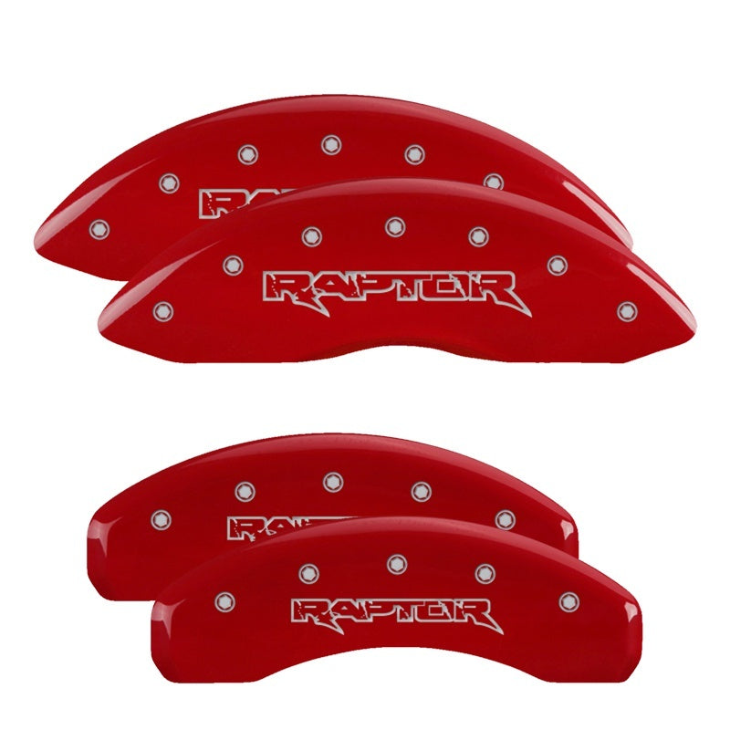 MGP 4 Caliper Covers Engraved Front & Rear Raptor Red finish silver-SR1 Performance