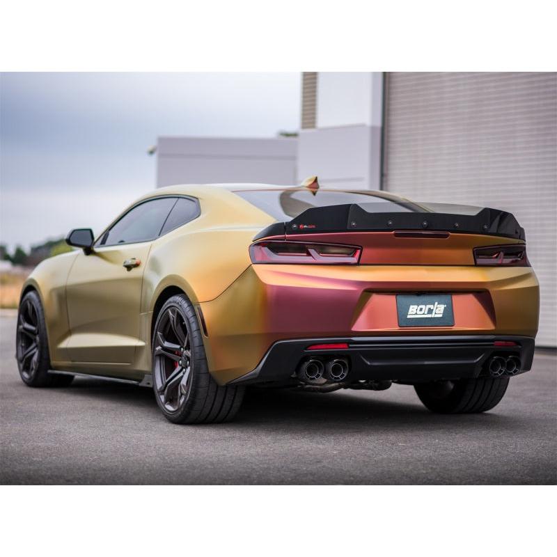 Borla 16-17 Chevy Camaro 6.2L 4in Dual CF Tips w/Black Core Dual Split Exit ATAK Catback Exhaust-SR1 Performance