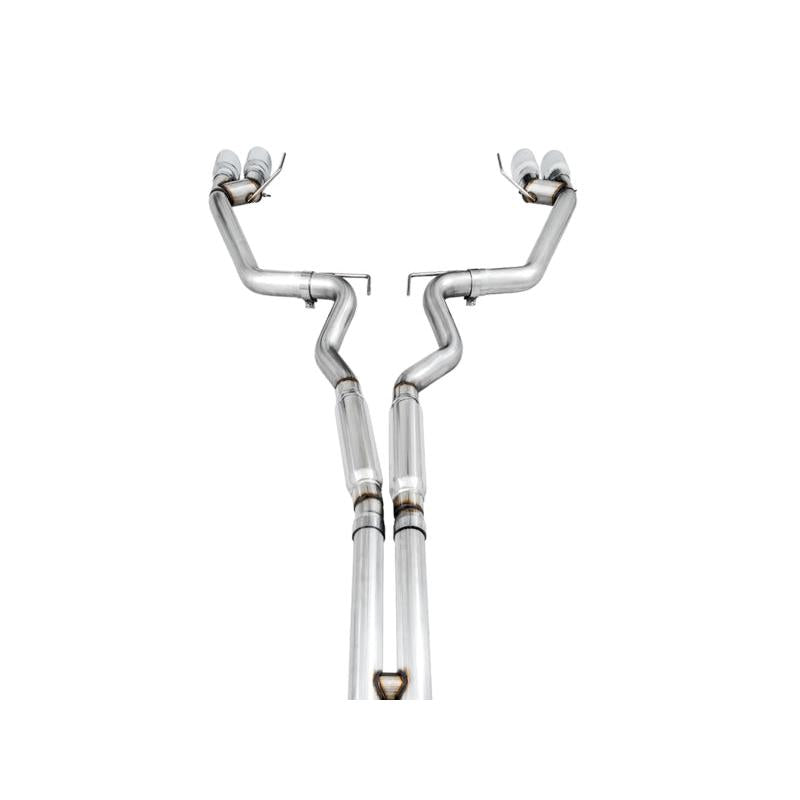 AWE Tuning 2018+ Ford Mustang GT (S550) Cat-back Exhaust - Track Edition (Quad Chrome Silver Tips)-SR1 Performance