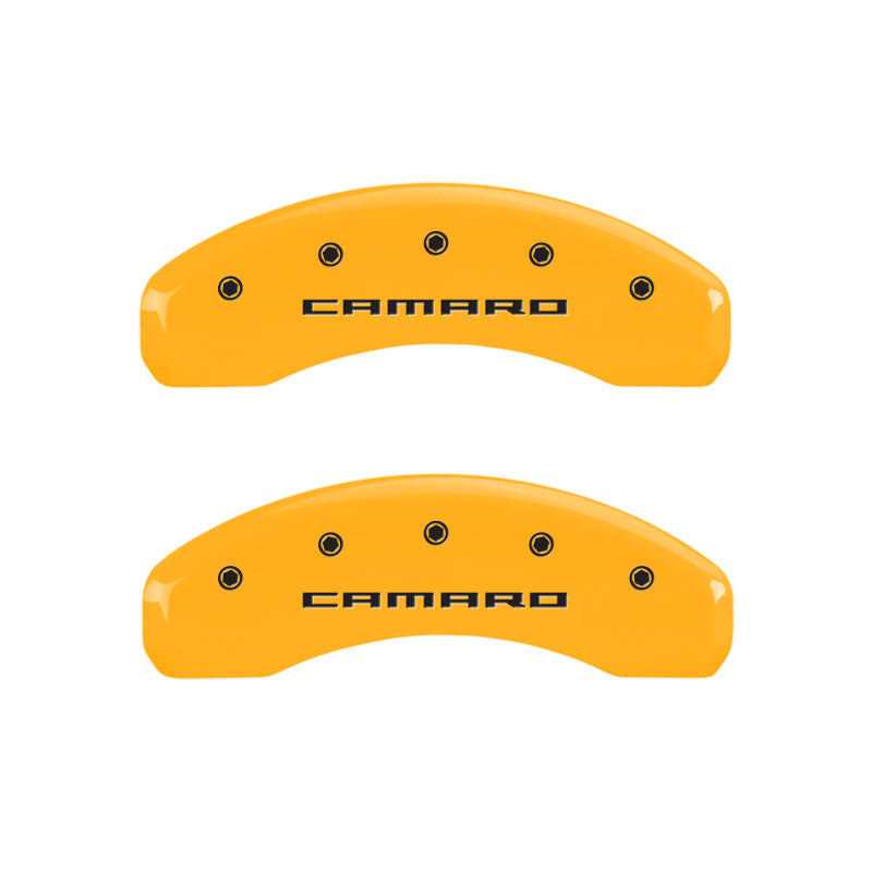 MGP 4 Caliper Covers Engraved Front & Rear Gen 5/Camaro Yellow finish black-SR1 Performance