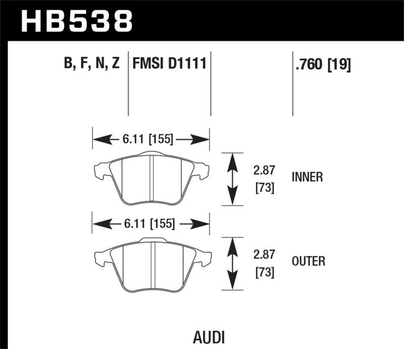 Hawk 2009-2009 Audi A4 Cabriolet HPS 5.0 Front Brake Pads-SR1 Performance